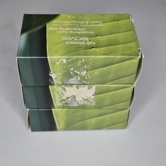 New Set of 3 Retired Bath & Body Works Rainkissed Leaves Cleansing Bar Soap 2oz - Picture 6 of 16